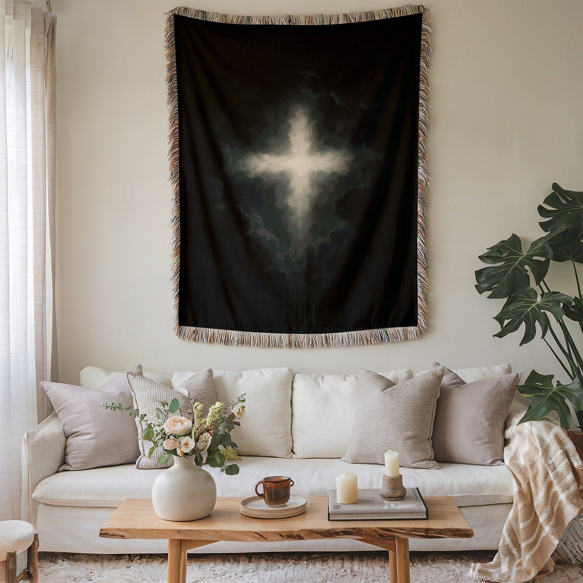 Illuminated Cross Art Wall Hanging for Living Room Decor
