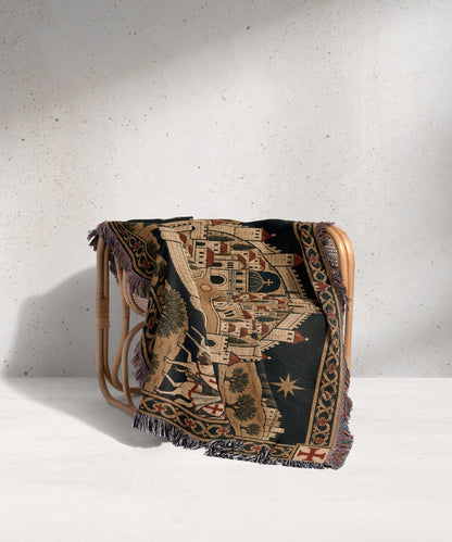CalmNestStyle Crusader Jerusalem Round Map I Under the Star jacquard woven blanket