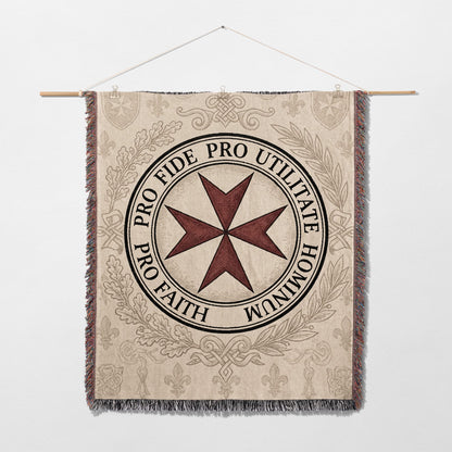 CalmNestStyle Pro Fide Pro Utilitate Hominum Seal Sepia Woven Blanket jacquard woven blanket