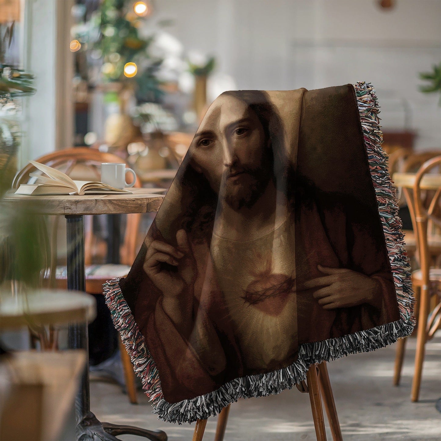 Sacred Heart of Jesus Print Decorative Throw Blanket