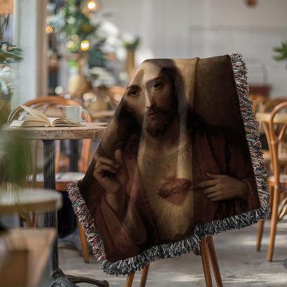 Sacred Heart of Jesus Print Decorative Throw Blanket