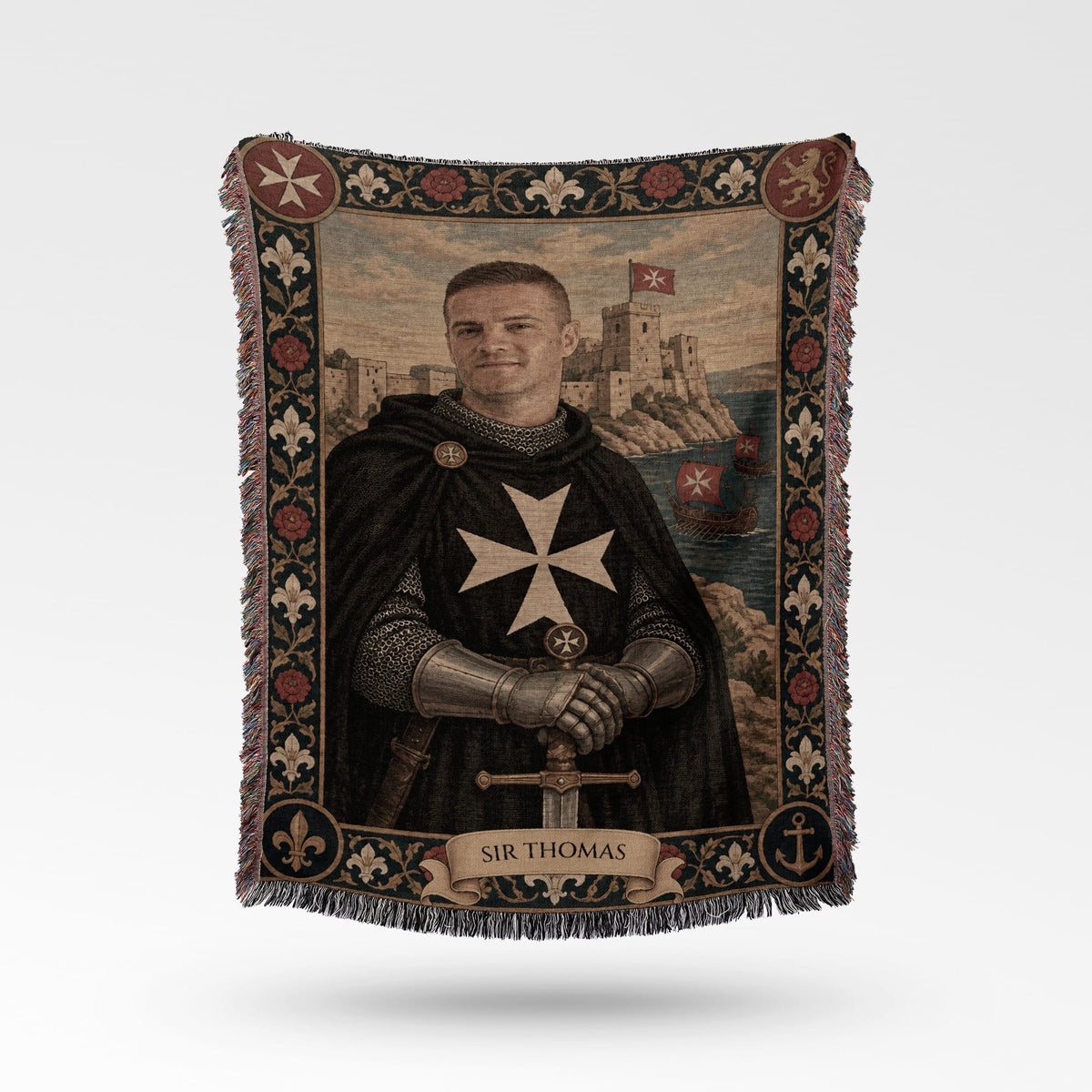 MyDesigns Hospitaller Knight of Malta - Your Portrait, Woven jacquard woven blanket