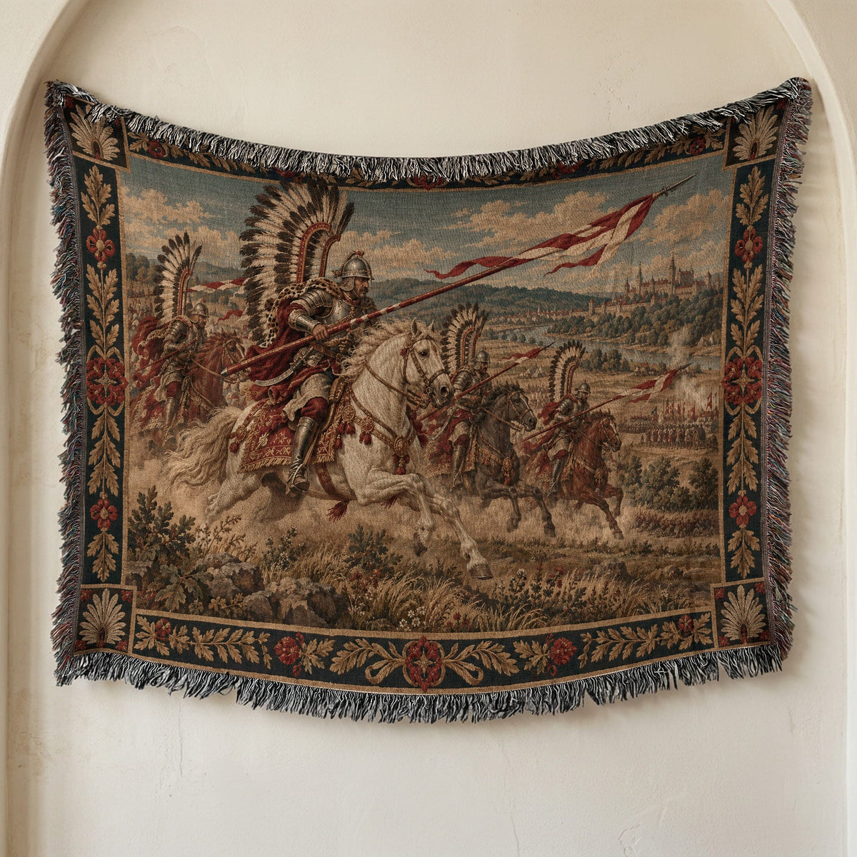 CalmNestStyle The Winged Hussars jacquard woven blanket
