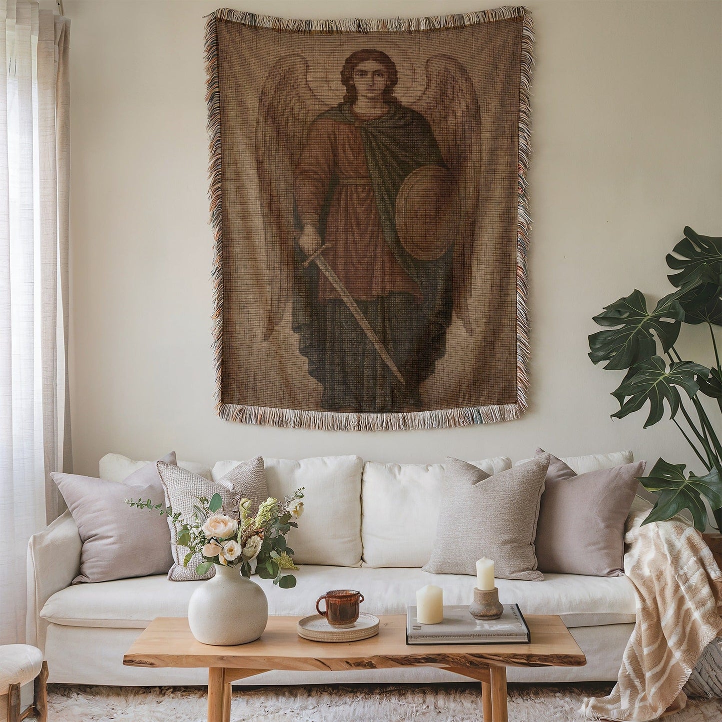 Angelic Warrior Wall Tapestry for Living Room Decor