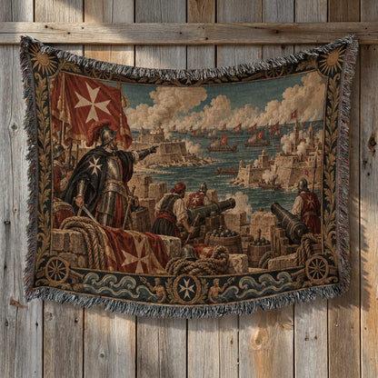 CalmNestStyle Knights of Malta Cannons on the Harbor Walls Woven Blanket jacquard woven blanket