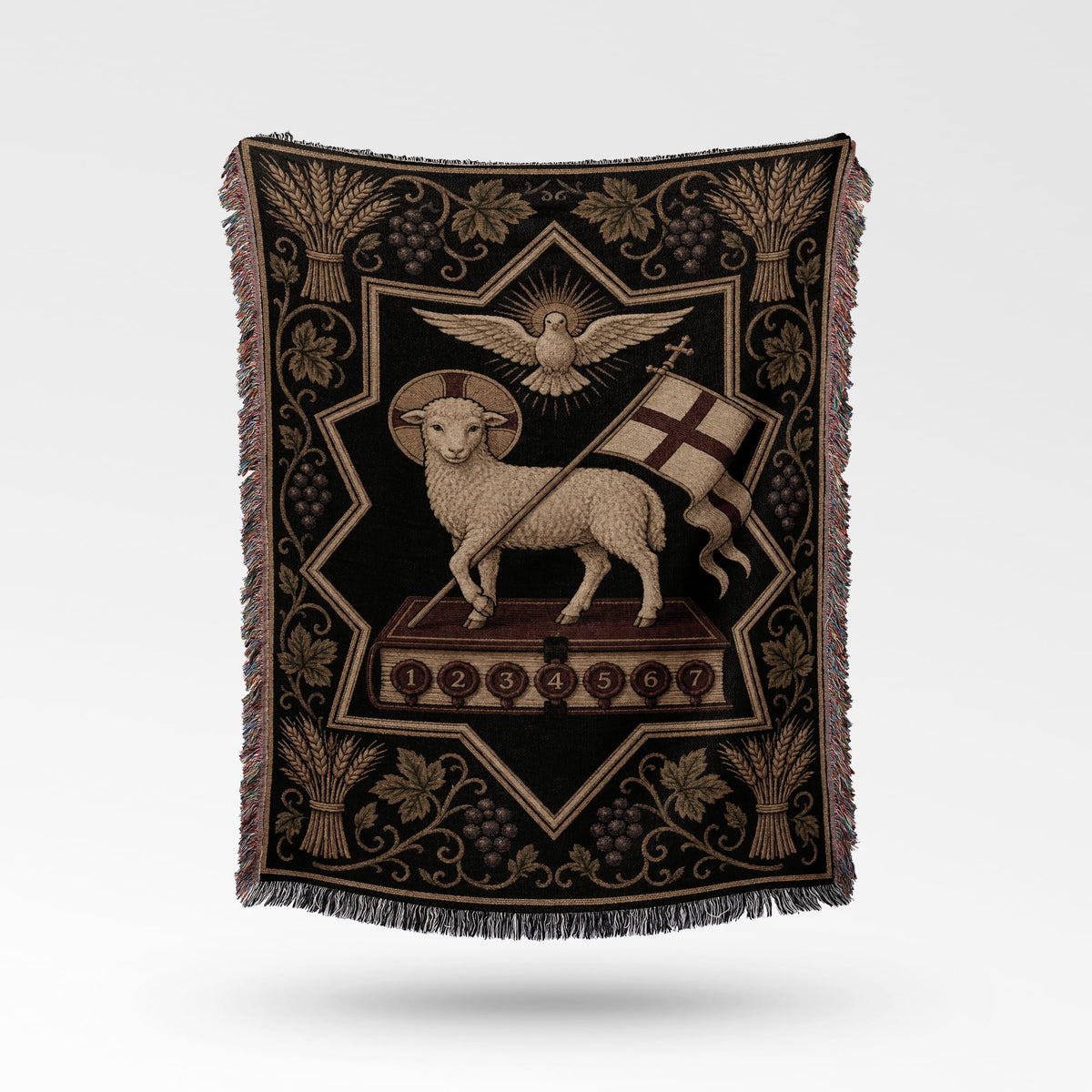 CalmNestStyle Agnus Dei Sacred Art Woven Blanket jacquard woven blanket