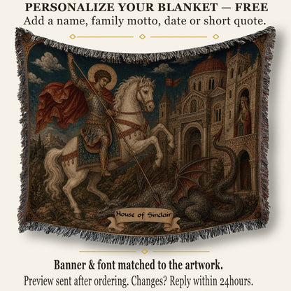 CalmNestStyle Saint George The Arched Icon jacquard woven blanket