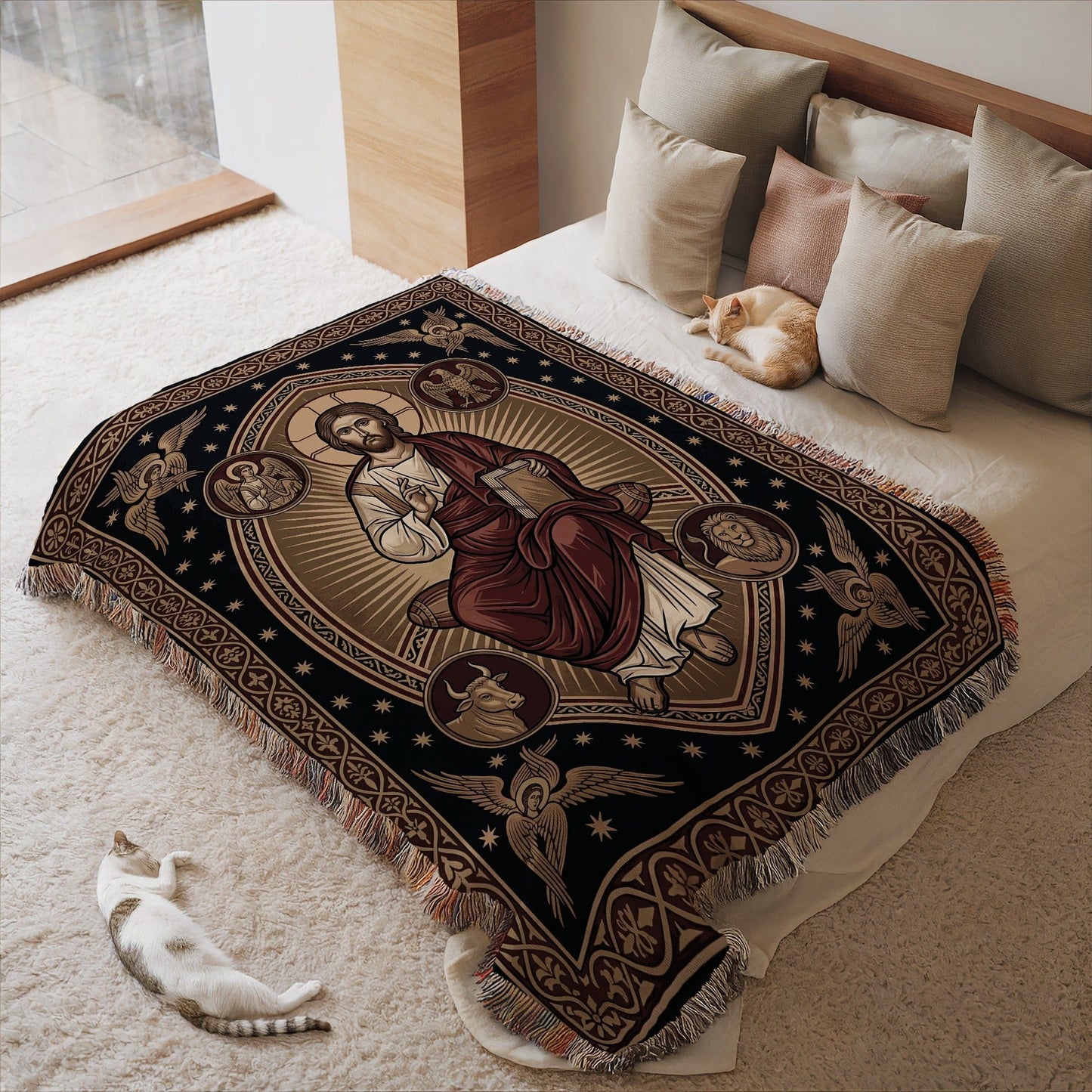Religious Iconography Tapestry Throw Blanket Textile Decor