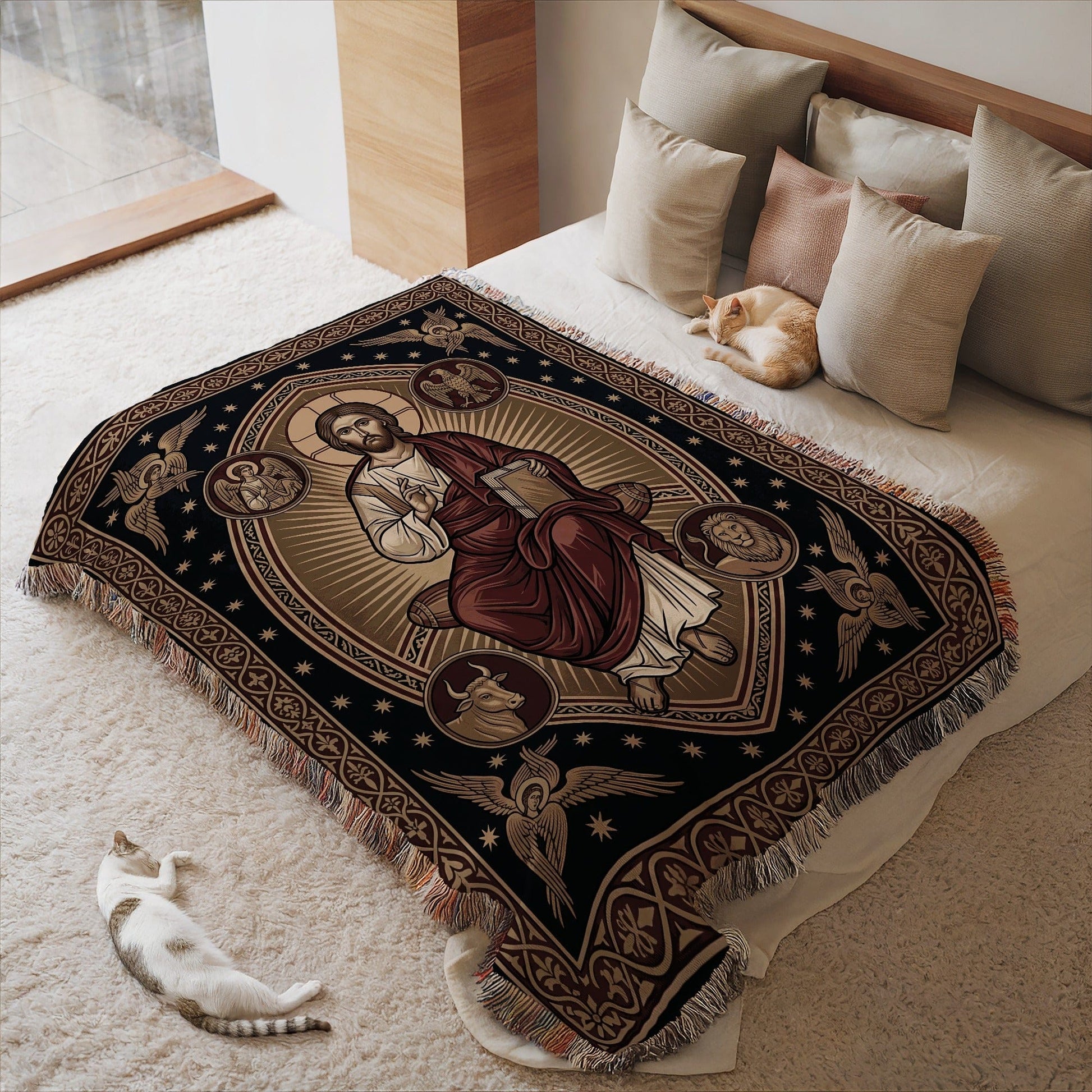 Religious Iconography Tapestry Throw Blanket Textile Decor