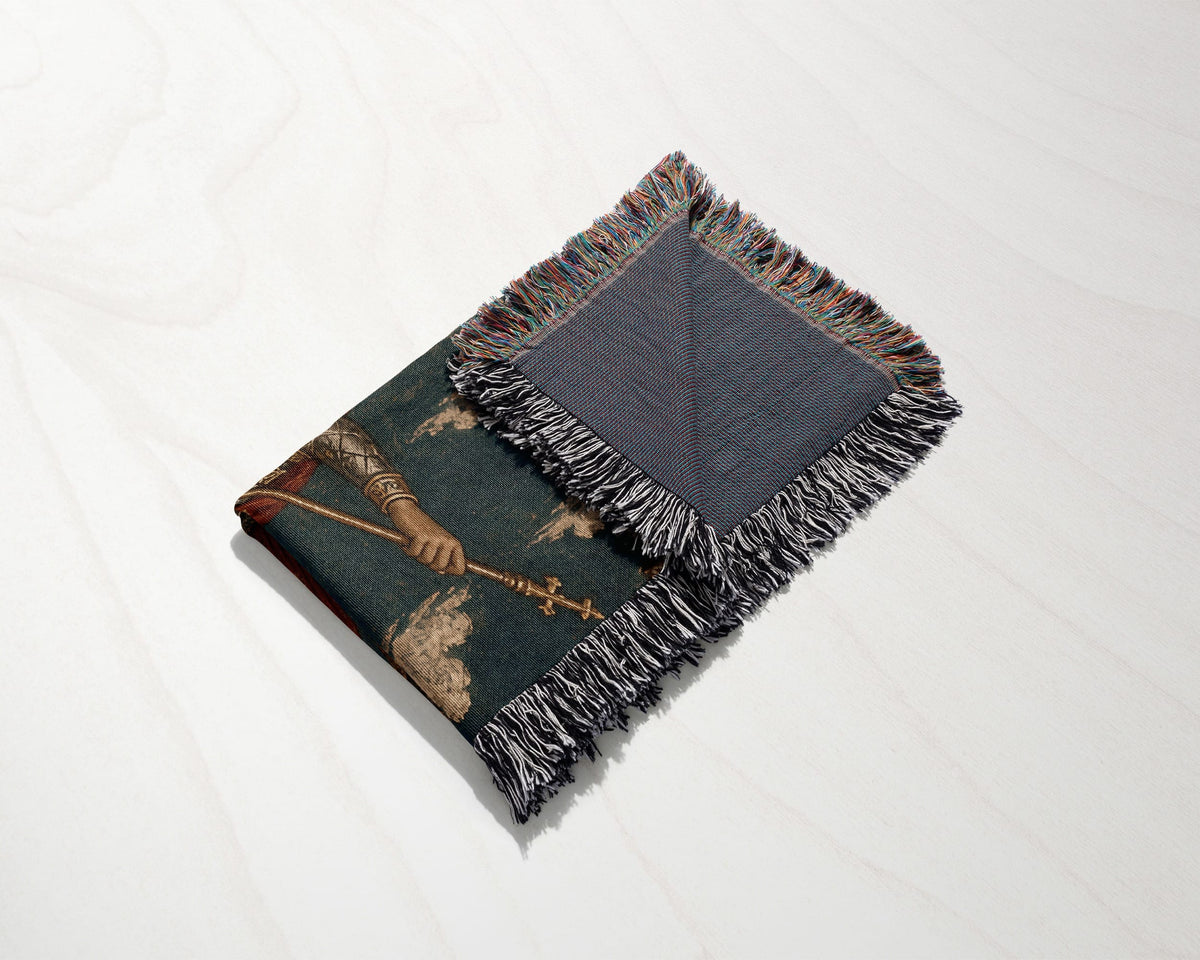 CalmNestStyle Saint George Icon at the Castle jacquard woven blanket