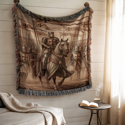 Medieval Knights on Horseback Wall Tapestry Blanket Decor