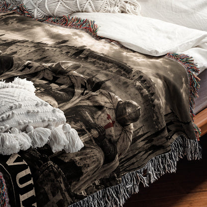 CalmNestStyle Crusader Knights Kneeling Before Jerusalem Woven Blanket jacquard woven blanket