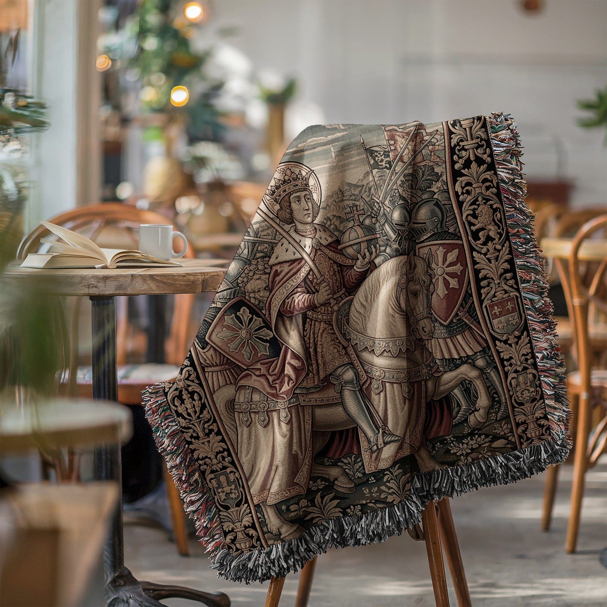 Knightly Tapestry Decor with Fringe Blanket Design