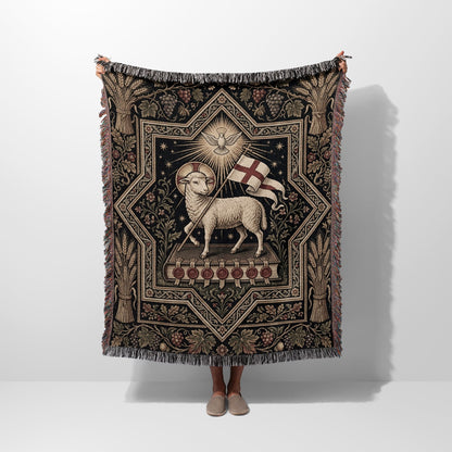 CalmNestStyle Heritage Lamb & Dove Woven Blanket jacquard woven blanket