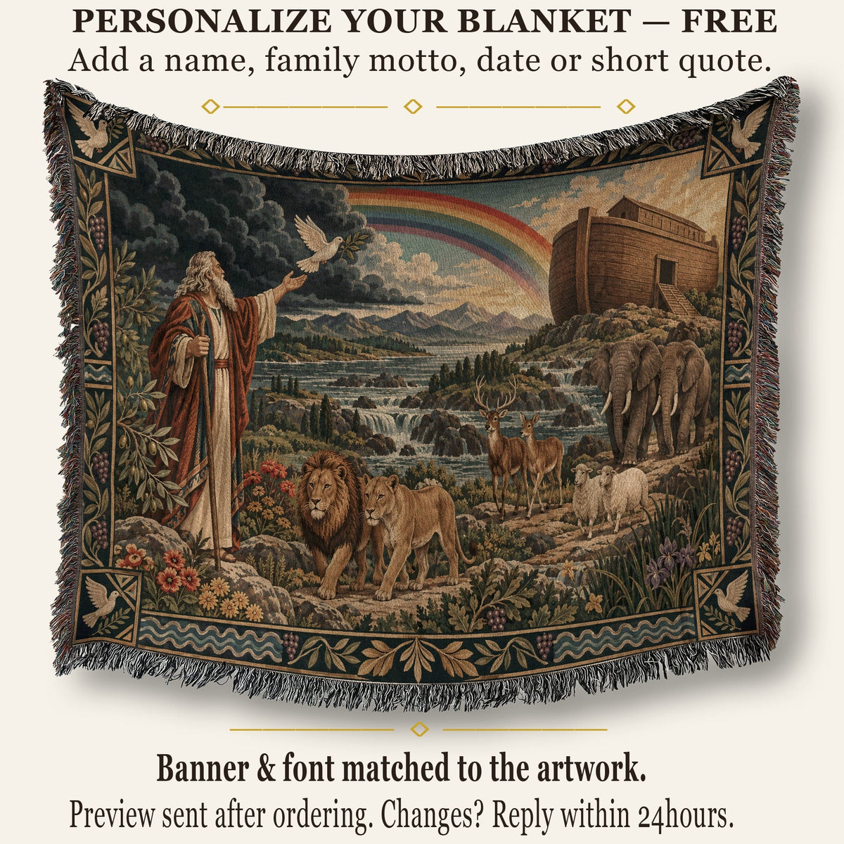 CalmNestStyle Noahs Ark Covenant After the Flood jacquard woven blanket