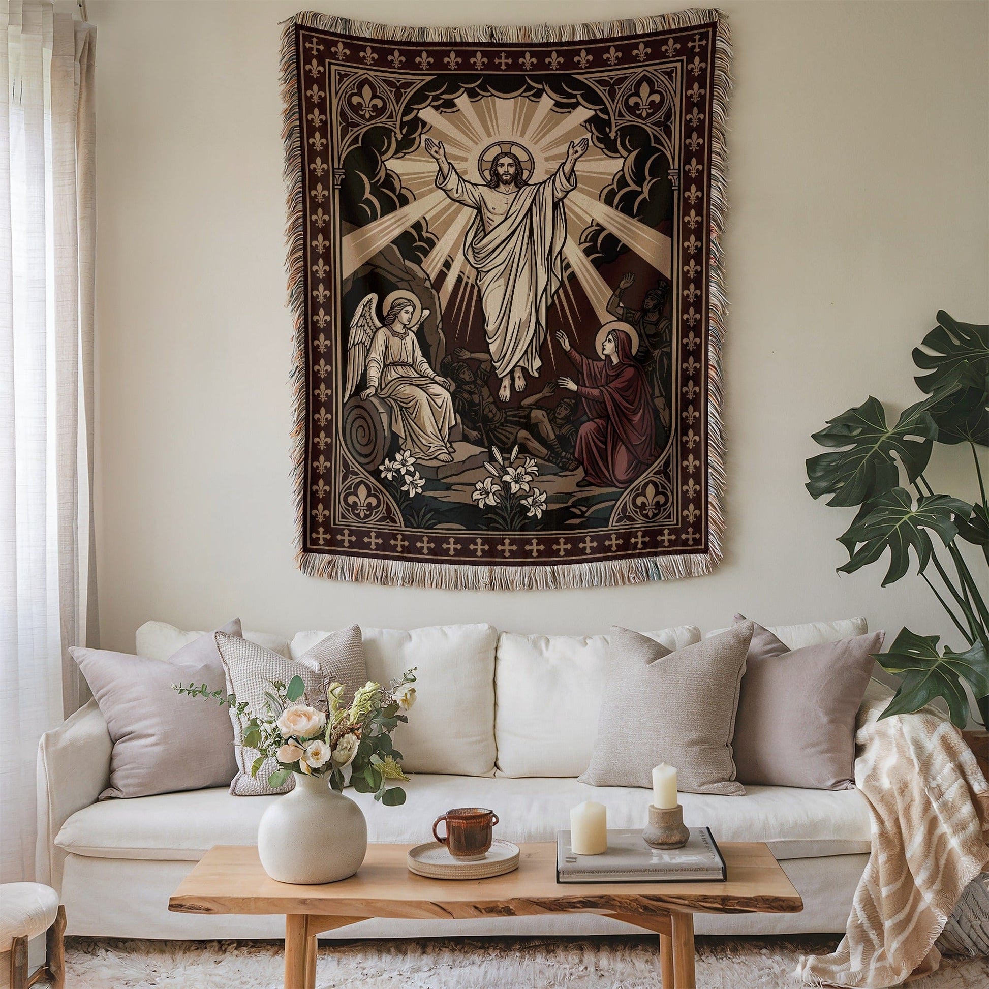 Religious Tapestry with Spiritual Artwork for Home Decor