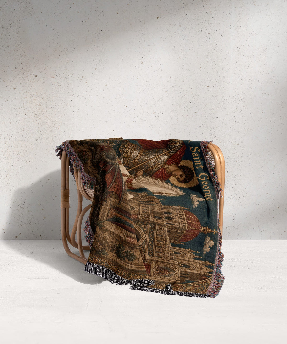 CalmNestStyle Saint George Icon at the Castle jacquard woven blanket