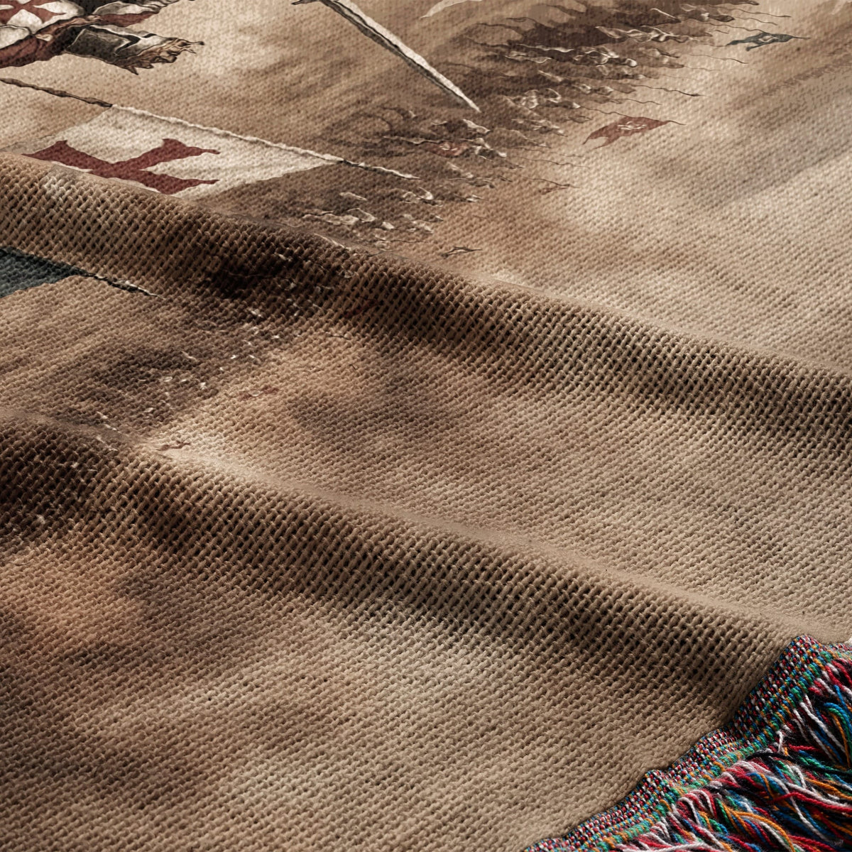 MyDesigns Medieval Blanket – Crusader Cavalry Charge Woven Throw, Templar Banners jacquard woven blanket