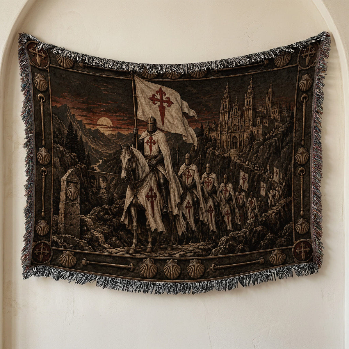 MyDesigns Knights Riding to the Cathedral jacquard woven blanket