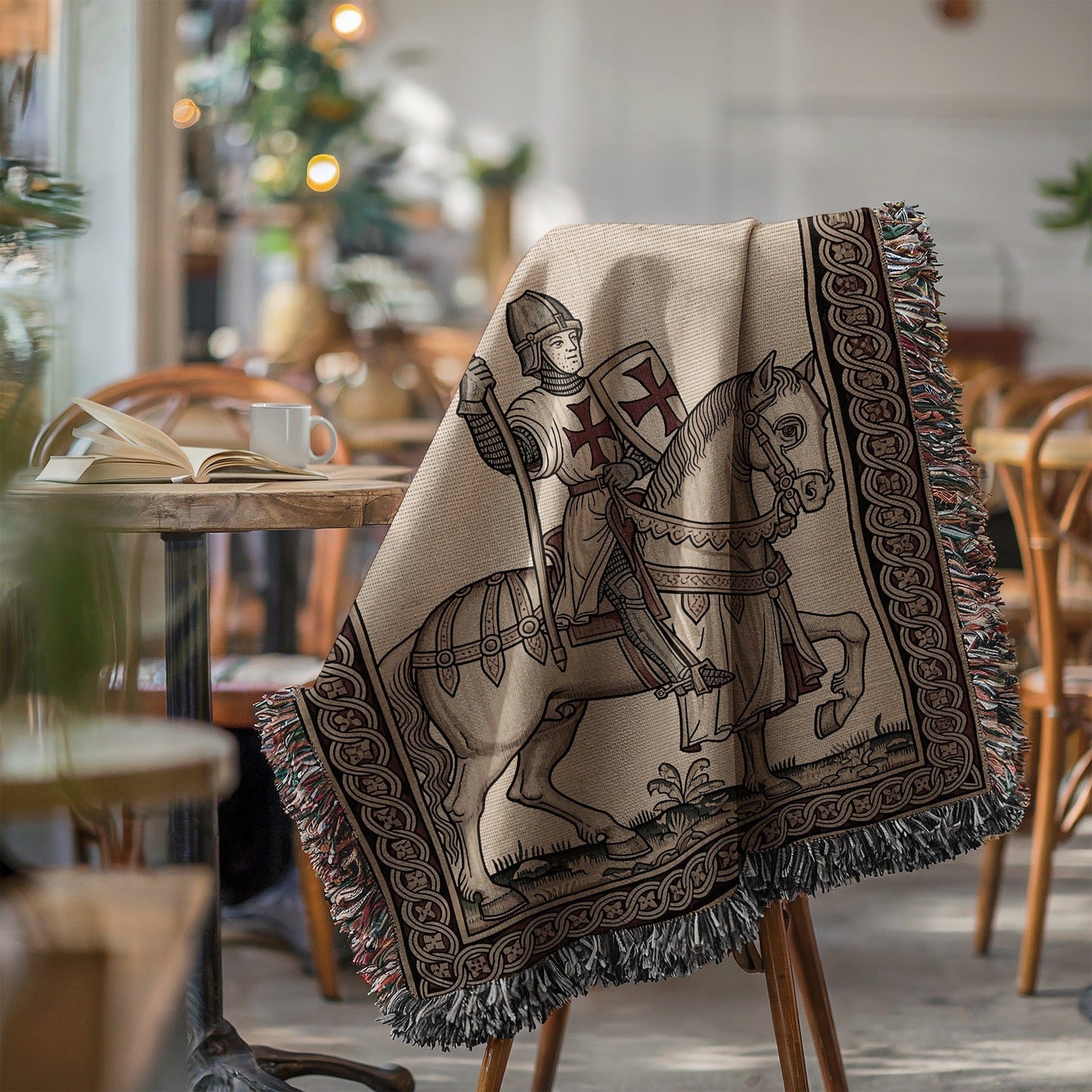 Medieval Knight on Horseback Decorative Throw Blanket