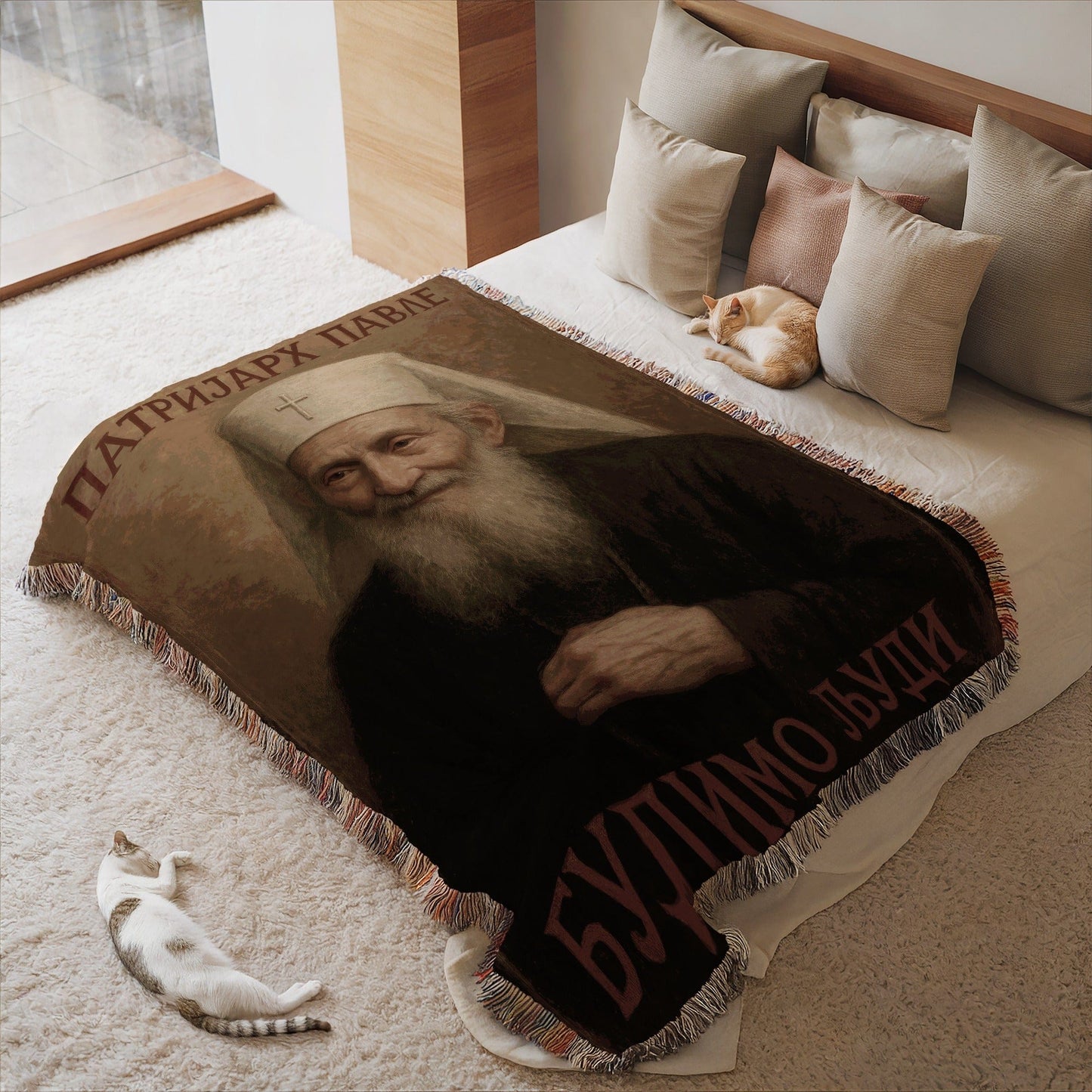Cozy Blanket Featuring Vintage Portrait Design