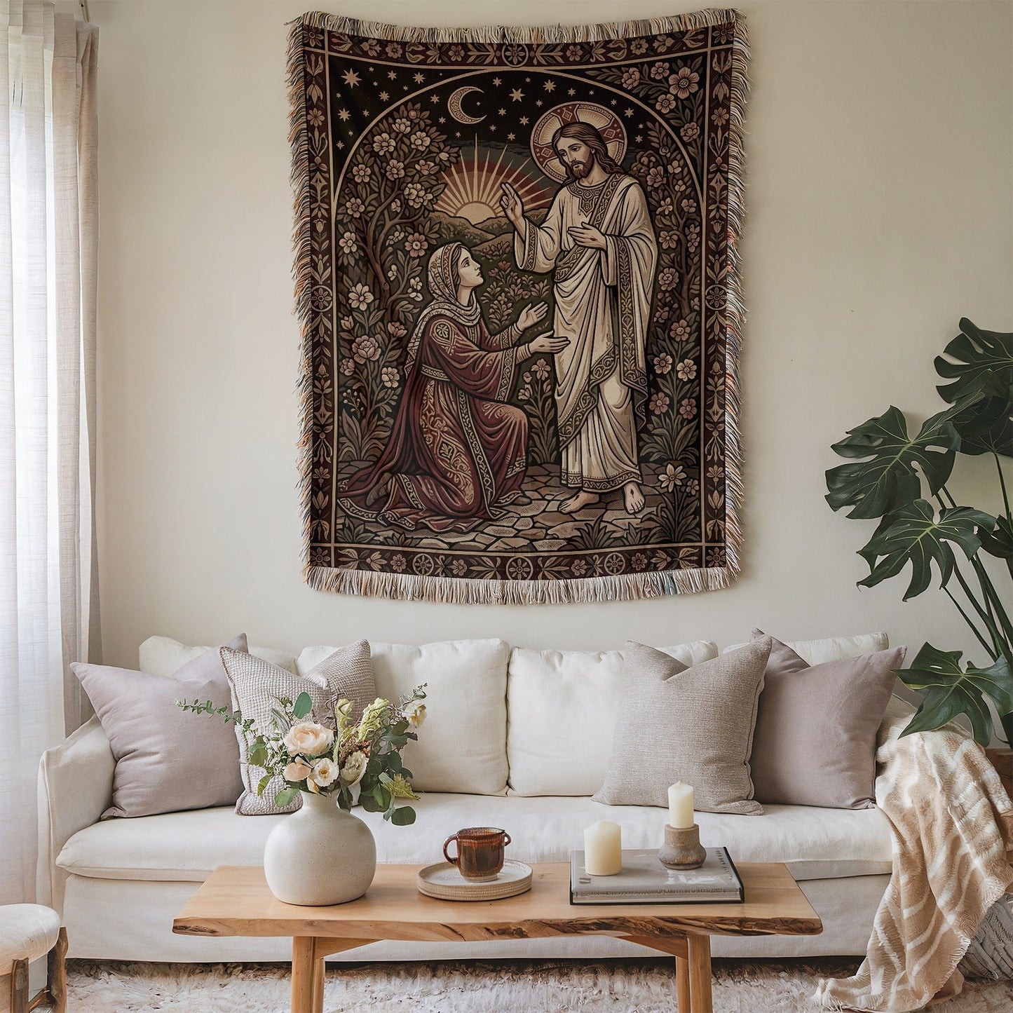 Inspirational Religious Scene Wall Art Tapestry Decor