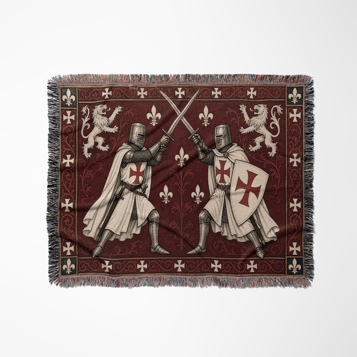 MyDesigns Medieval Wall Hanging – Templar Knight Duel Woven Blanket jacquard woven blanket