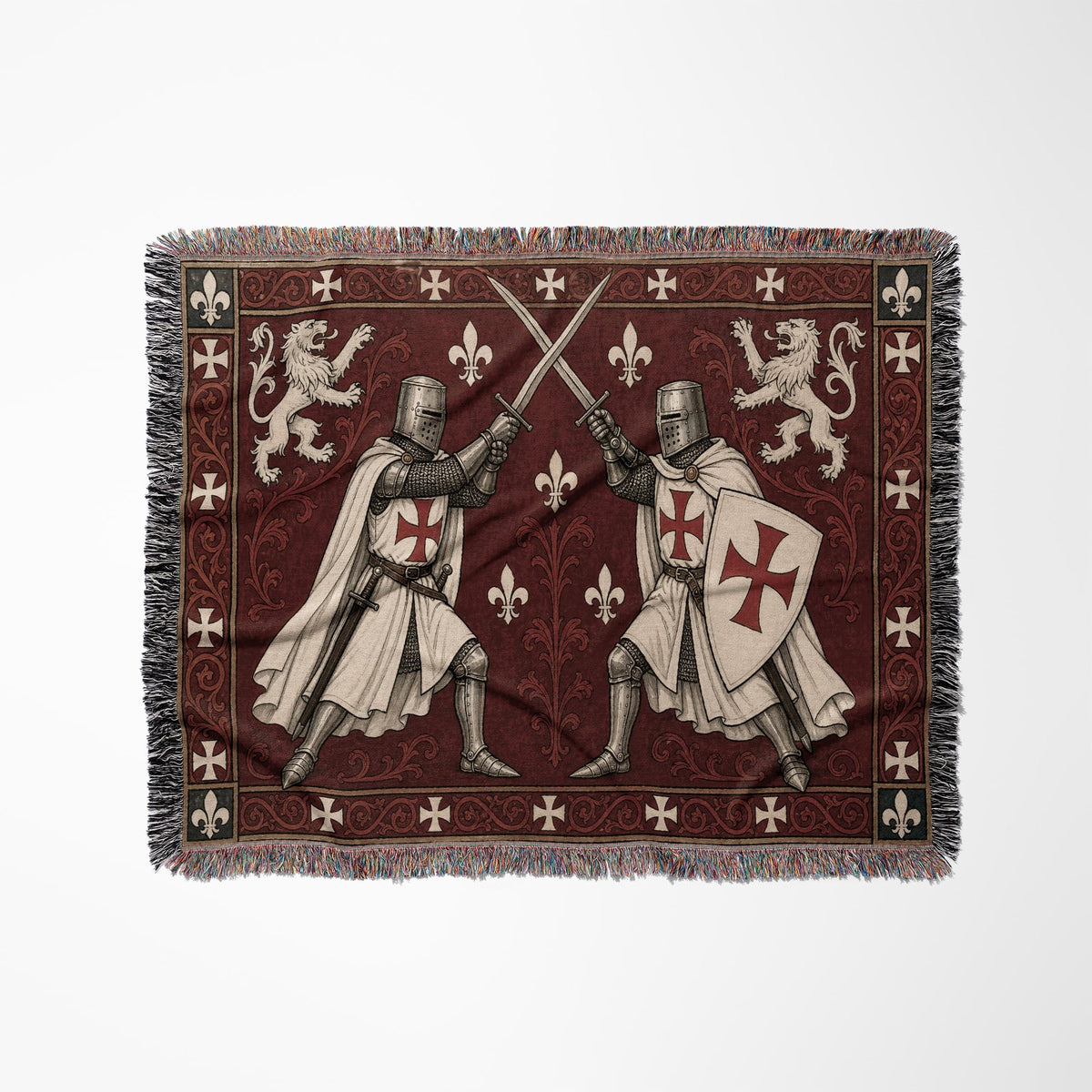 MyDesigns Medieval Wall Hanging – Templar Knight Duel Woven Blanket jacquard woven blanket