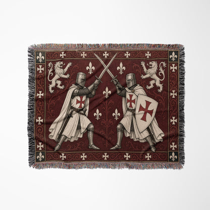 MyDesigns Medieval Wall Hanging – Templar Knight Duel Woven Blanket jacquard woven blanket