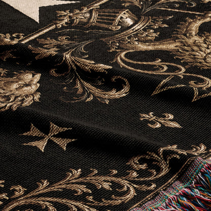 CalmNestStyle Order of Saint John Hospitallers Gold Banner Crest Woven Blanket jacquard woven blanket
