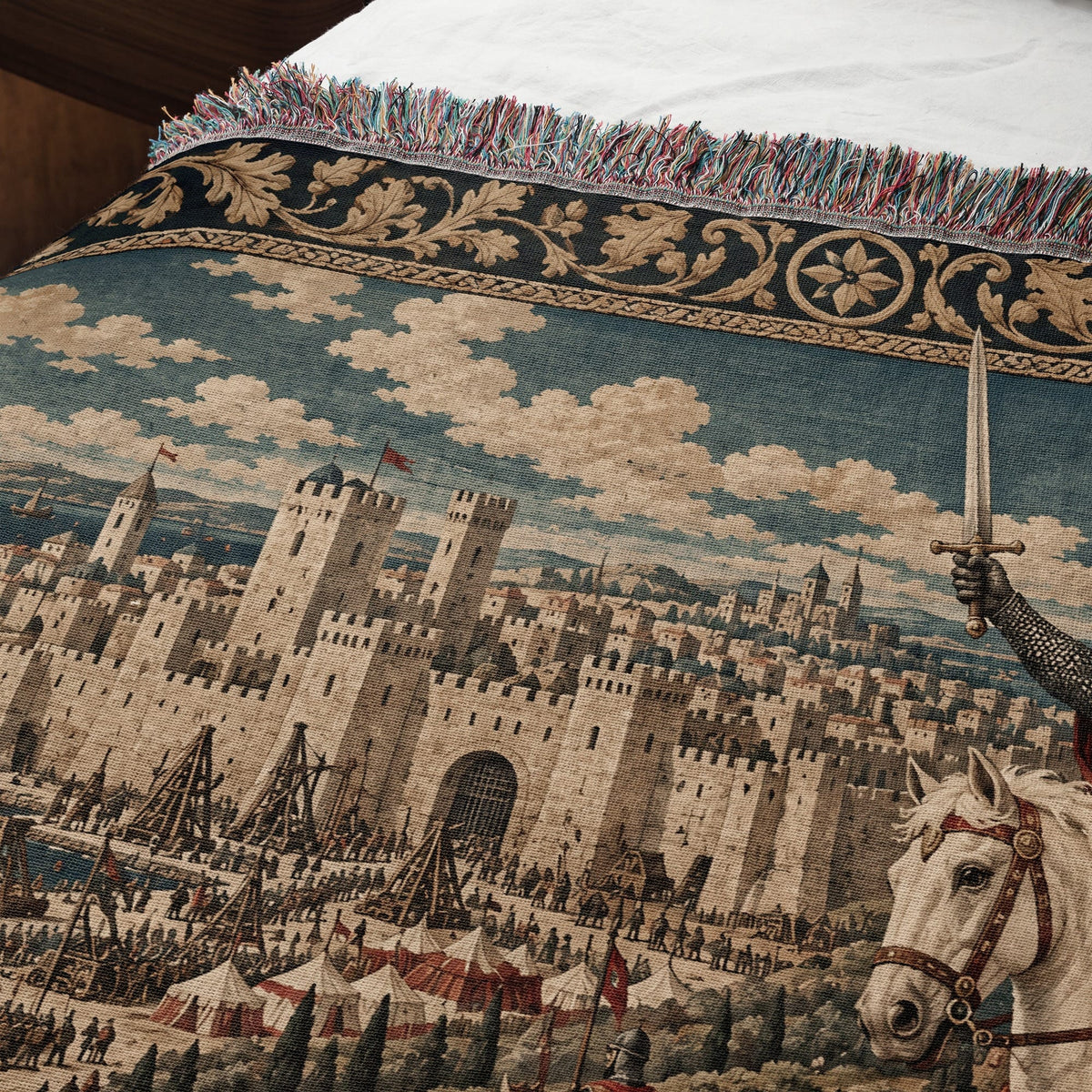 CalmNestStyle Richard the Lionheart Charging jacquard woven blanket