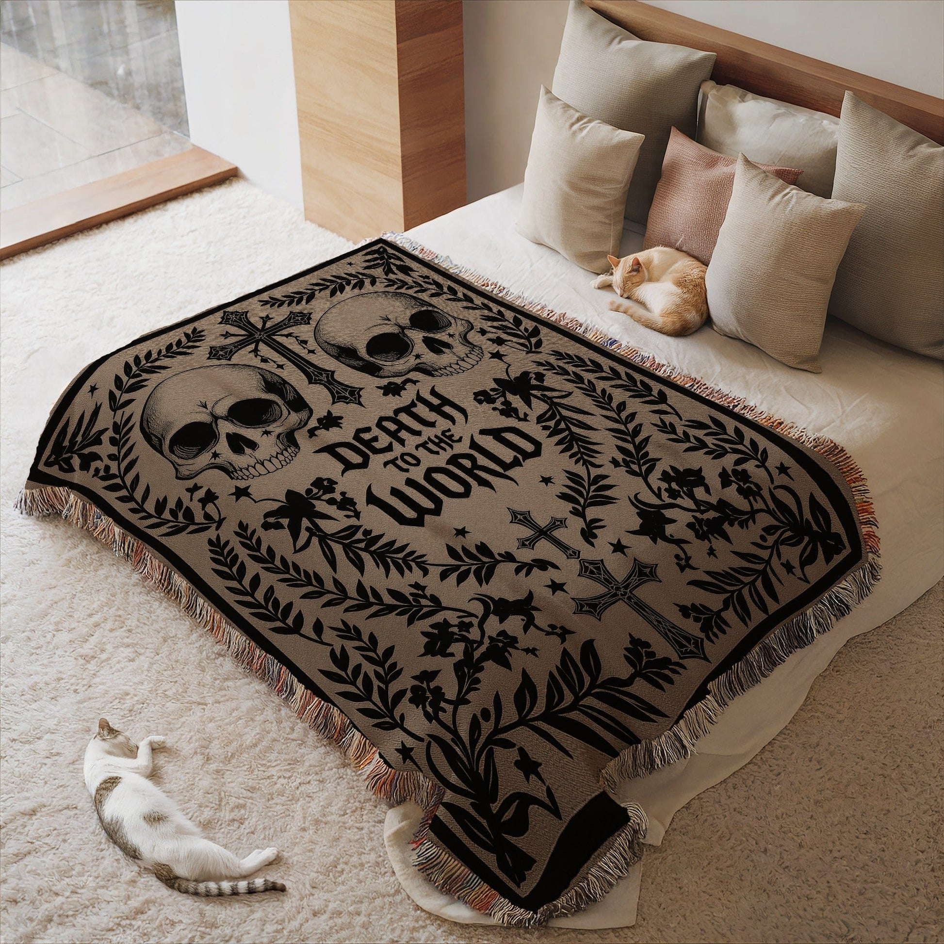 Death To The World Blanket with Skull Design