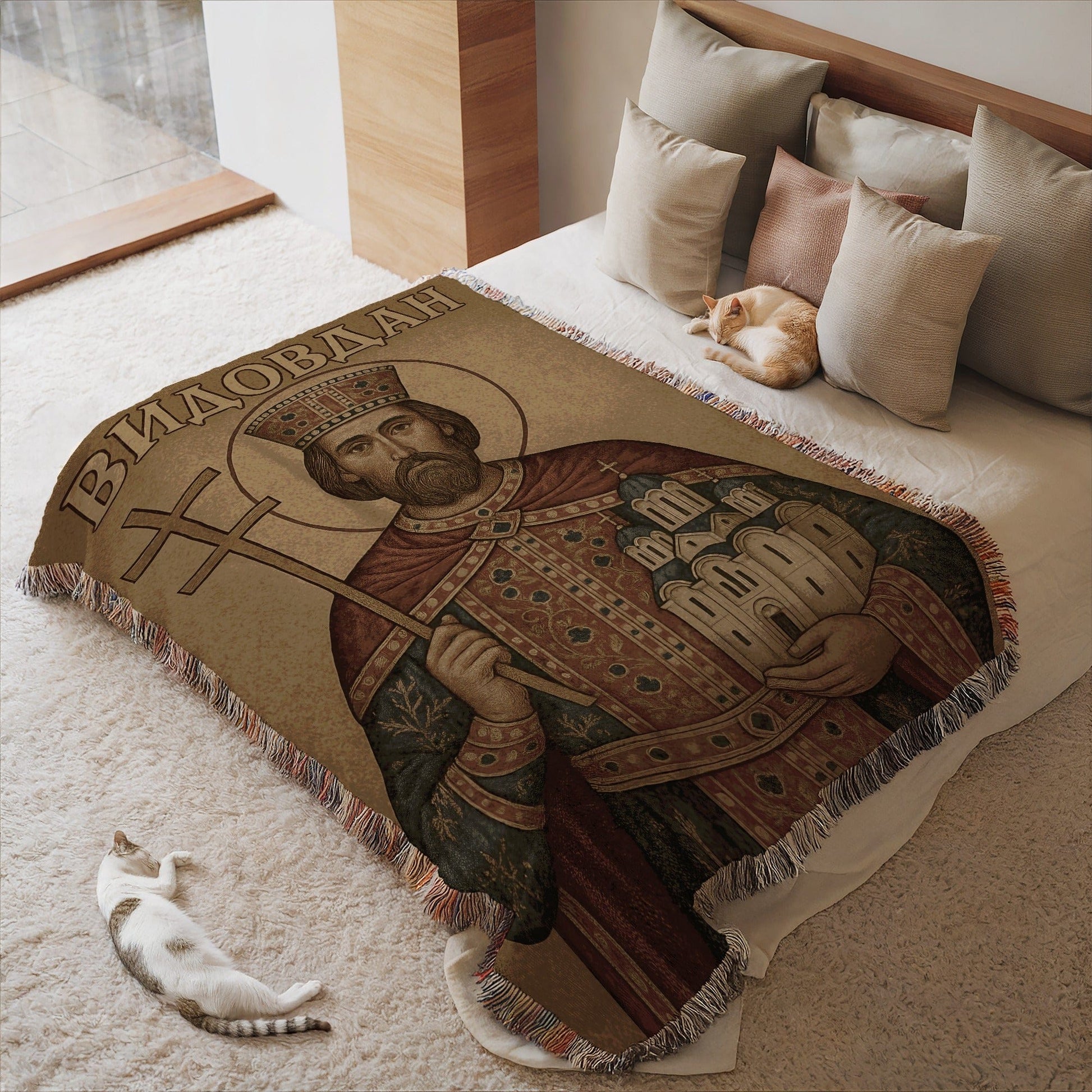 Saint Depiction Decorative Throw Blanket for Home