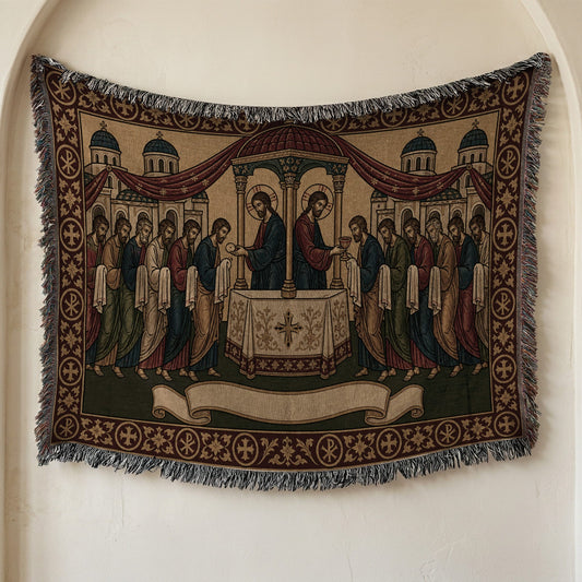 MyDesigns Personalized Byzantine Horizontal Tapestry - Communion Apostles jacquard woven blanket