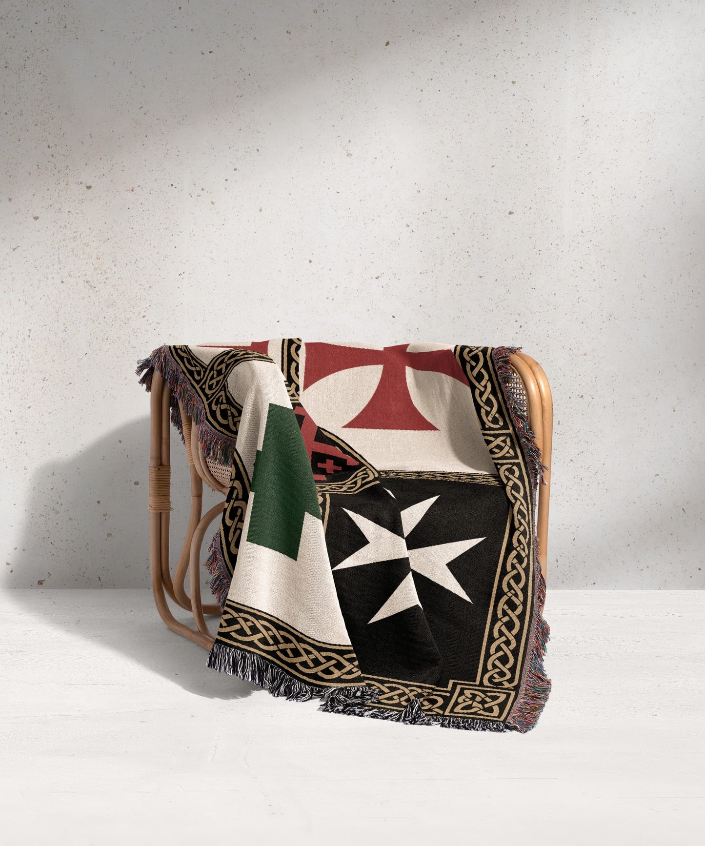MyDesigns Medieval Blanket with Saint Lazarus Cross – Templar Hospitaller Jerusalem Woven Throw jacquard woven blanket