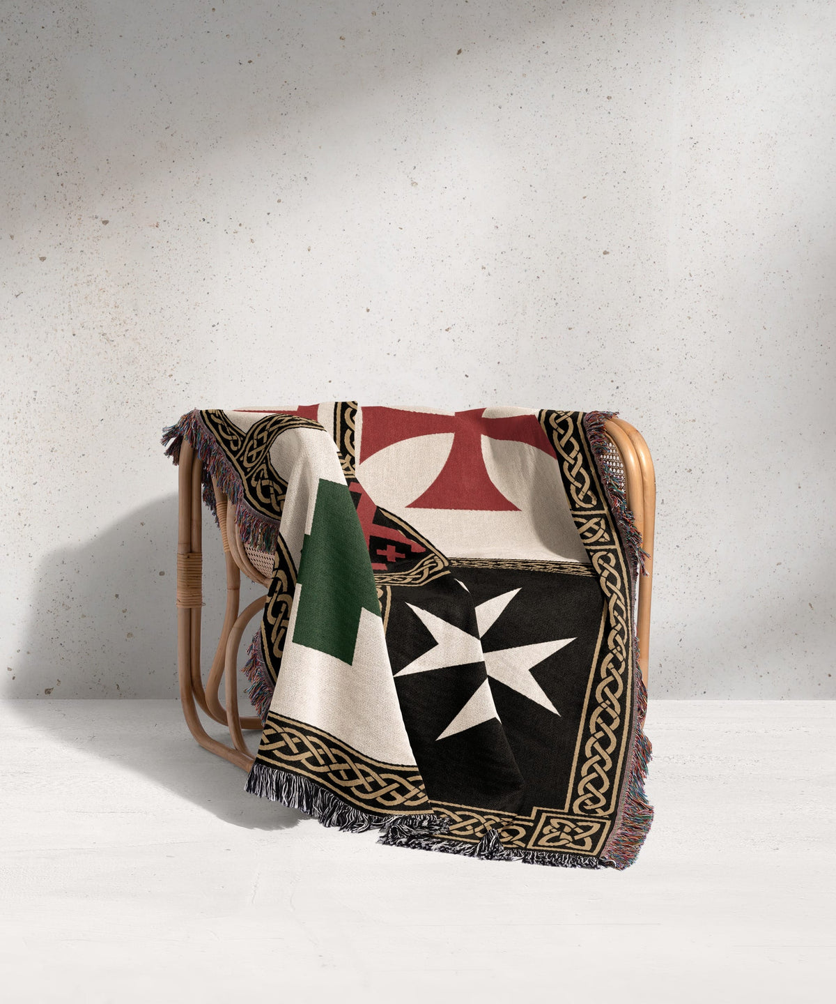 MyDesigns Medieval Blanket with Saint Lazarus Cross – Templar Hospitaller Jerusalem Woven Throw jacquard woven blanket