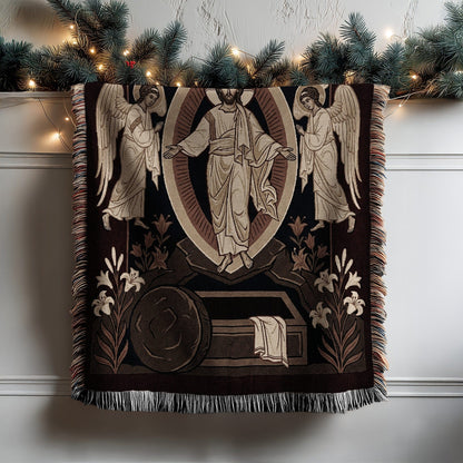 Resurrection Scene Artistic Blanket with Angels Design