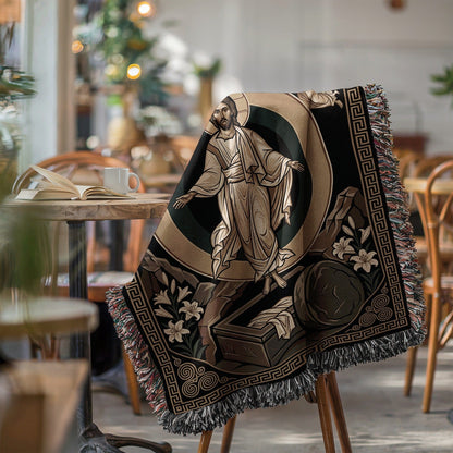 Resurrection Themed Decorative Woven Blanket