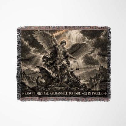 CalmNestStyle Saint Michael Defend Us in Battle jacquard woven blanket