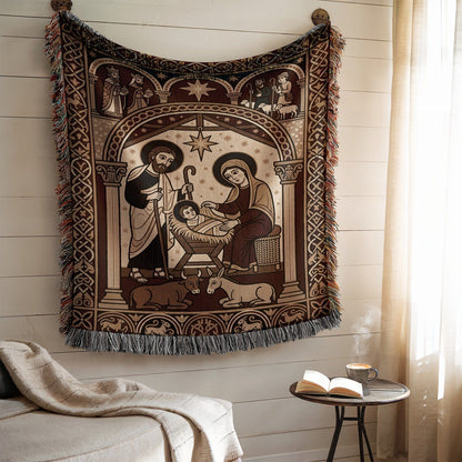 Nativity Scene Religious Tapestry Wall Hanging Decor