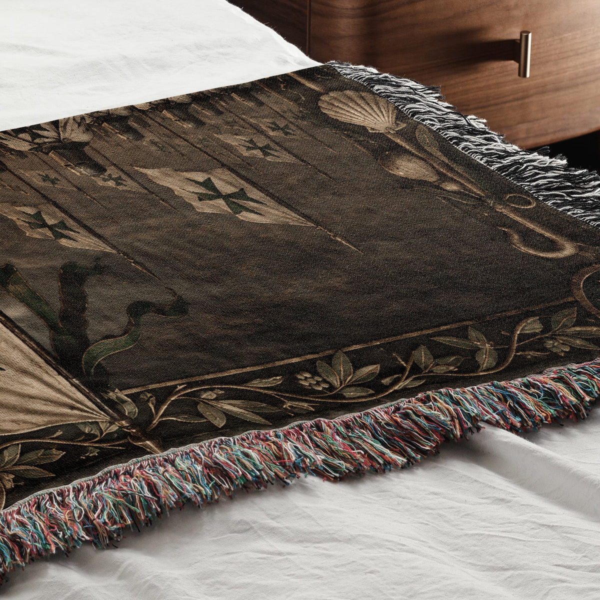 MyDesigns Saint Lazarus – Green Maltese Cross at Jerusalem jacquard woven blanket