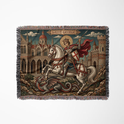 CalmNestStyle Saint George Parchment Scroll jacquard woven blanket