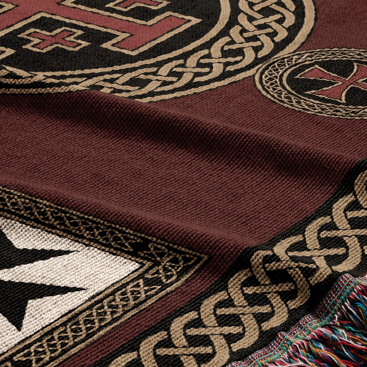 MyDesigns Medieval Blanket – Crusader Orders Medallion Woven Throw, Jerusalem Cross jacquard woven blanket