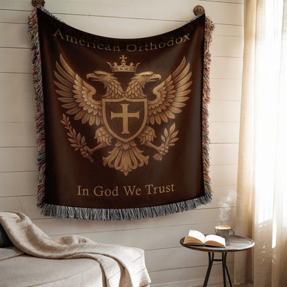 American Orthodox In God We Trust woven tapestry product