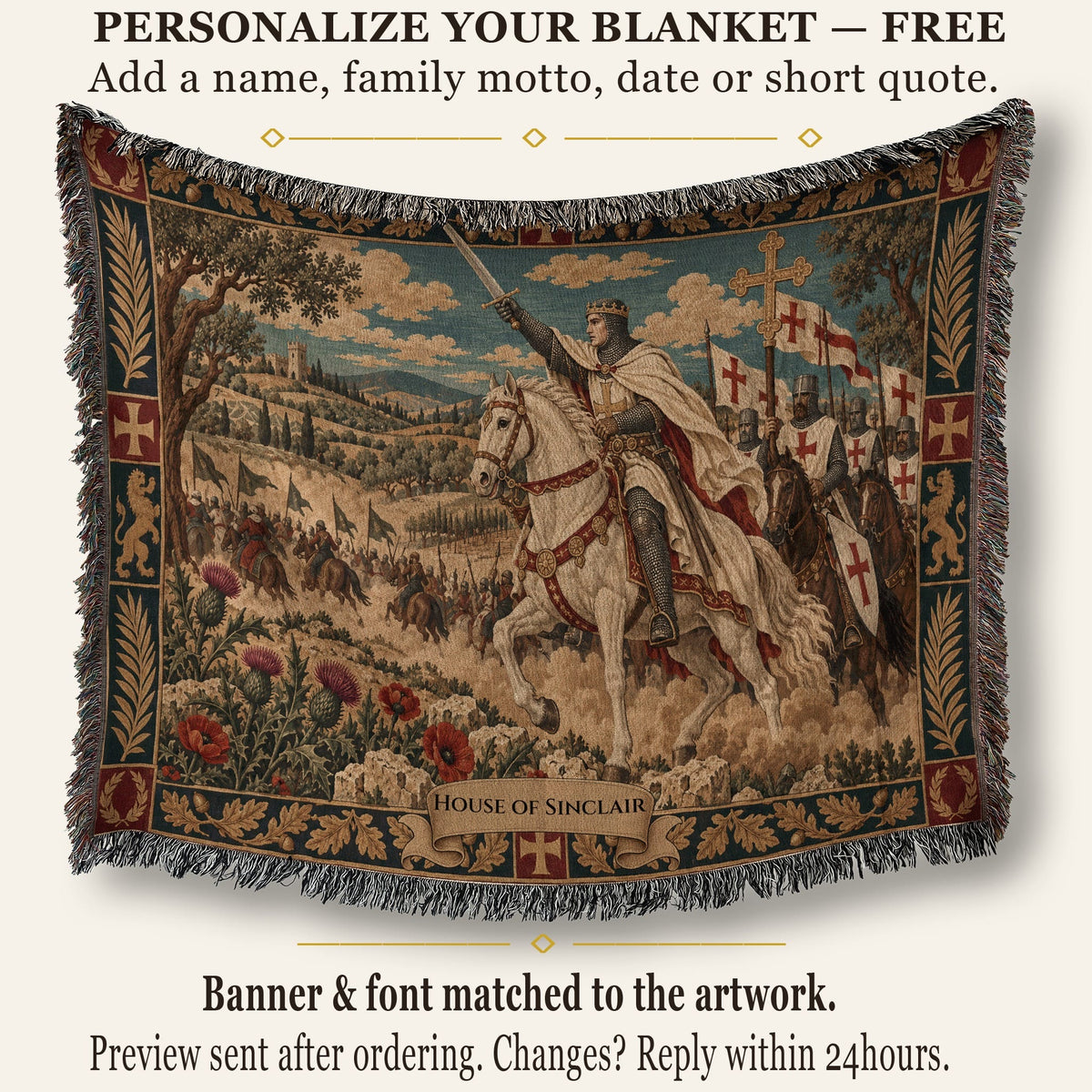CalmNestStyle Baldwin IV at Montgisard jacquard woven blanket