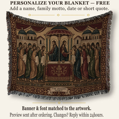 MyDesigns Communion of Apostles Horizontal Tapestry - Byzantine Icon jacquard woven blanket
