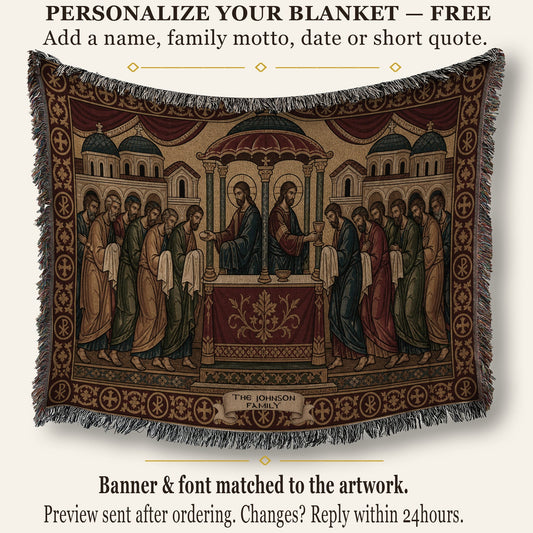 MyDesigns Communion of Apostles Horizontal Tapestry - Byzantine Icon jacquard woven blanket