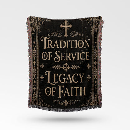 CalmNestStyle Tradition of Service Legacy of Faith Gold Woven Blanket jacquard woven blanket