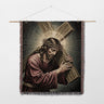 Jesus Christ Carrying Cross Art Christian Inspired Woven Blanket