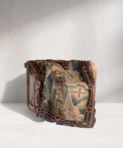 CalmNestStyle Constantine Vision of the Cross jacquard woven blanket